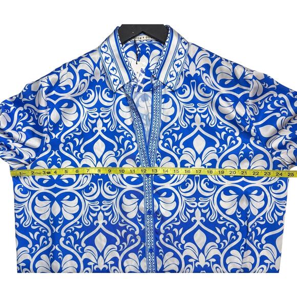 New ALICE + OLIVIA Kiva Oversized Pajama Button-Up Shirt Large - Picture 13 of 14